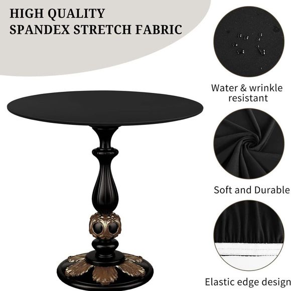 4 Pack Fitted Table Cover Round Tables Black Spandex Elastic Fits 40''- 44'' - Picture 4 of 7